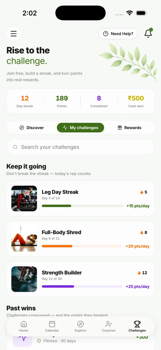 Challenge streaks in the app