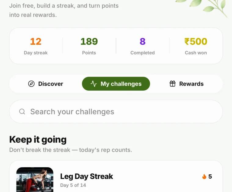 Challenge streaks in the Meal Molecule app